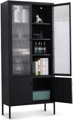 Produktbild von Coemo Vitrine Tokio aus Metall mit Glastüren Schwarz