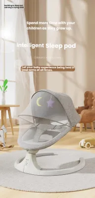 Image de Bébé-transat électrique - XM3 - Musique Bluetooth - 5 vitesses - De 0 à 1 an - Jusqu'à 20 kg - Moustiquaire pliable - Gris