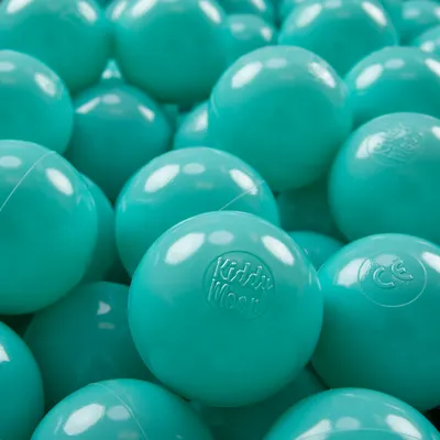 Image de KiddyMoon 50 ∅ 7cm Boules de jeu pour bébé Plain Kids Boules de bain en plastique EU, Light Turquoise