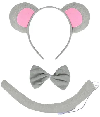 Mäusekostüm-Set für Kinder: Ohren, Fliege, Schwanz