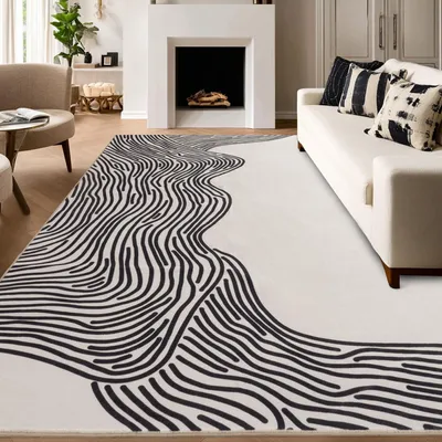 Immagine prodotto di Omgoods - Tappeto astratto moderno - Beige, lavabile, 80 x 150 cm