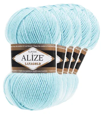 5 x 100g Strickgarn ALIZE Lanagold eisblau
