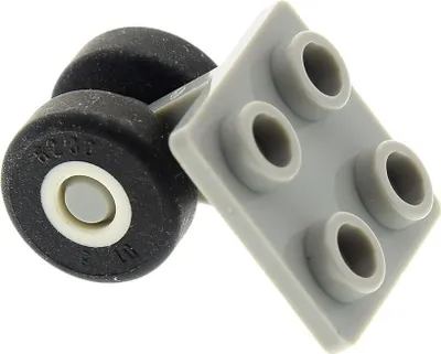 Produktbild von 1x Lego Rad Achse Platte 2x2 alt-hell grau Räder schwarz Space Shuttle bb0164c01