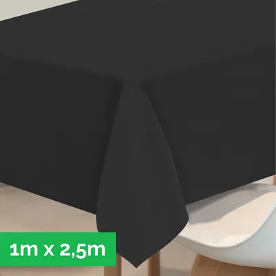 Produktbild von AMF creation Tischdecke, Schwarz, 1m x 2,50m, Polypropylen-Vlies 80g/m², Stoffoptik, Lotuseffekt, reißfest, abwaschbar, 100% recycelbar, knickfrei