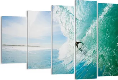 Produktbild von Bild auf Leinwand - Leinwandbild - Abenteuer surfer welle ozean - 150x100cm - Wand Bild - Wanddeko - Leinwanddruck - Bilder - Kunstdruck - Wanddekoration - Leinwand bilder - Wandkunst - EG150x100-2541