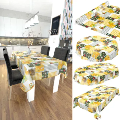 Produktbild von Tischdecke Wachstuch Tiere Gelb Robust Wasserabweisend Breite 140 cm Länge 280 cm