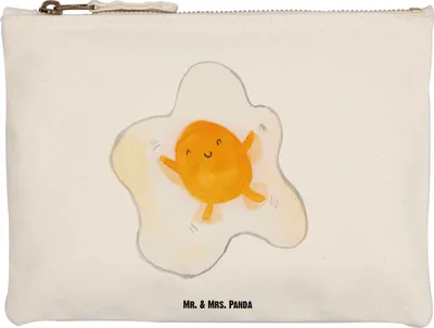 Produktbild von Mr. & Mrs. Panda Kulturtasche Spiegelei Ei Größe M - Weiß - Geschenk, Federmappe, Kulturbeutel, Pouch, Lustige Sprüche, Schön, Kosmetiktasche, Glücklich, beauty case, Tag