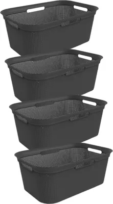 Produktbild von Wäschekorb für Mangel Rotho Brisen 41L schlichtes und stilvolles Design Boxen schwarz