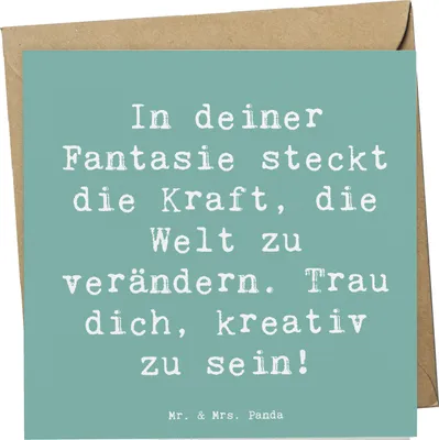 Produktbild von Mr. & Mrs. Panda Glückwunschkarte Spruch Die Freude an der Kreativität entdecken - Meeresbrise - Geschenk, Fantasie, mutig, Mutmacher, anlasskarte, Grußkarte, Zuversicht