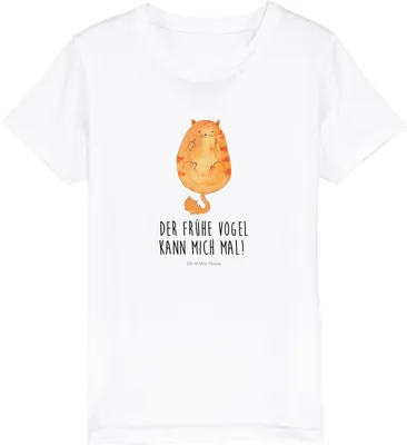 Produktbild von Mr. & Mrs. Panda Kleinkinder T-Shirt Katze Frühaufsteher 5-6 Jahre (110/116) - Weiß - Geschenk, Tiger, Kindershirt, Kinder Baumwoll, Kaffee, Genervt, Teenager, Kurzarm