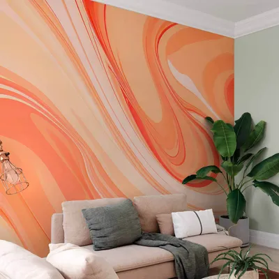 Produktbild von Vlies Fototapete - Peach Abstraction - Abstraction with Smoothly Transitioning Colors in Orange Tones 100x70 cm Abstrakt a-C-10160-a-a