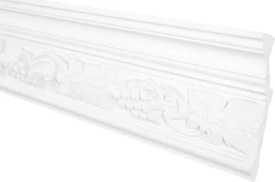 Produktbild von GRAND DECOR Stuckleisten Decke Barock Stil, PolyurethanHartschaum weiß - 2m Deckenleisten gemustert Eckprofile Kranzleisten Deckenzierleisten (10 Meter C712)