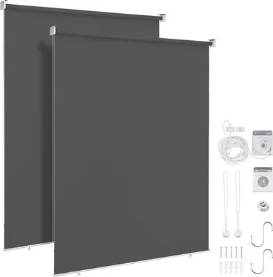 Zdjęcie produktu dla 2 sztuki rolet termicznych Thermo – izolacja termiczna – pionowa osłona przeciwsłoneczna – rolety odporne na warunki atmosferyczne, kolor antracytowy, 140 x 240 cm