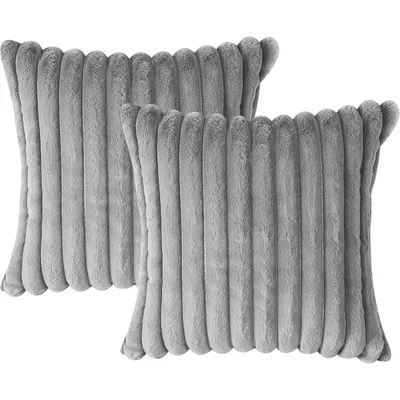 Produktbild von OKWISH Kissenbezüge 2 Stück Kissenbezug Kissenhülle Dekokissen Sofakissen Couchkissen, Kopfkissenhülle Bettkissenbezug Kopfkissen 50x50 cm, Grau