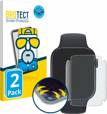 Produktbild von 2x BROTECT Fullscreen Schutzfolie für Apple Watch Series 7 (45 mm) Displayschutz Folie Fullcover Matt Entspiegelungsfolie