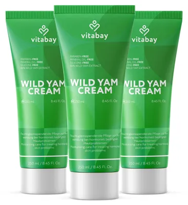 Produktbild von Vitabay Wild Yams Creme 750 ml – Pflegende Yamswurzel Creme für Gesicht und Körper – Wild Yam Cream – 100% vegan & nano-frei