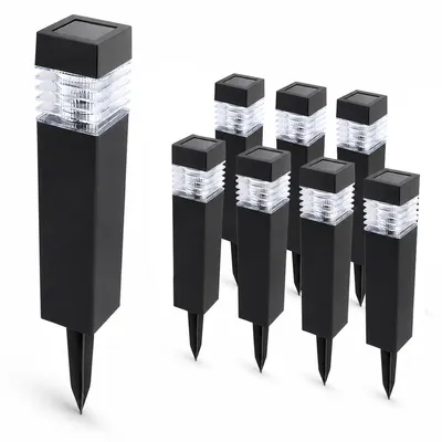 Produktbild von 8er-Set Solar-Wegeleuchten außen, 3 Lichtfarben, Dämmerungssensor, kabellos, wetterfest, für Gehweg, Einfahrt, Terrasse und Garten