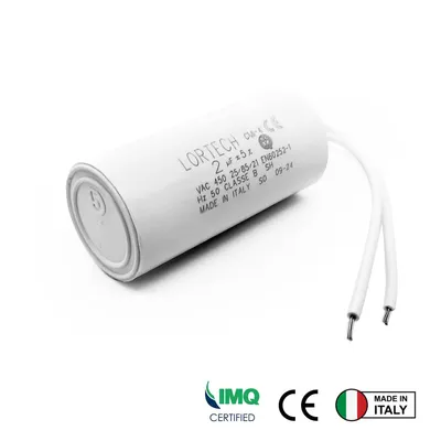 Produktbild von 2-µF-Motor­kondensator mit Kabelanschluss – 450V - Ø 25 mm x 55 mm