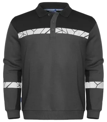 Image de Projob - Polo en molleton pour hommes, manches longues, modèle ET914 (Taille M) (Gris/Noir)