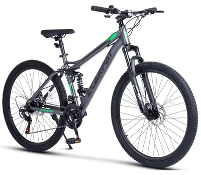 Produktbild von AIORBER Fully Mountainbike 24 Zoll 21-Gang Schaltung Doppel Scheibenbremsen Vollgefedert MTB Jugendfahrrad Geländefahrrad Schwarz
