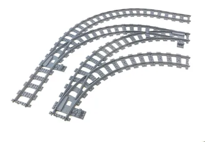 Produktbild von Trixbrix Kompakt-Ecke R40, 2x rechts + 1x links – Schienen kompatibel mit LEGO® City Eisenbahn und Zug, Zubehör für Klemmbausteine