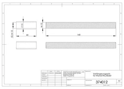 Produktbild von Verlängerungsset, für WC-Trageelement verzinkt, ASW Nr. 374012