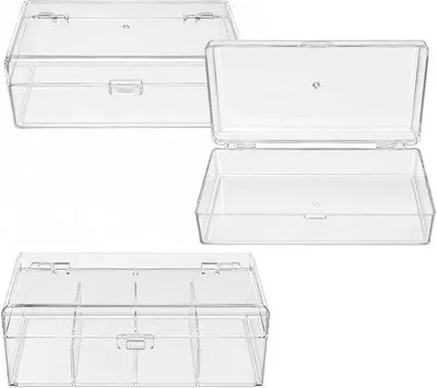 Produktbild von 3 Kosmetik-Organizer – stapelbar, aus Acryl – mit Klappdeckel – für Make-up und Schmuck