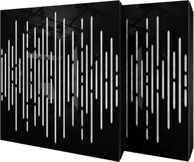 Obrázok produktu pre 2-balenie – Akustický panel s velúrovou látkou a montážnou sadou | 50 x 50 x 5 cm | Absorpcia zvuku – difúzia – zvuková izolácia | [WAVE – čierny plast | biela]
