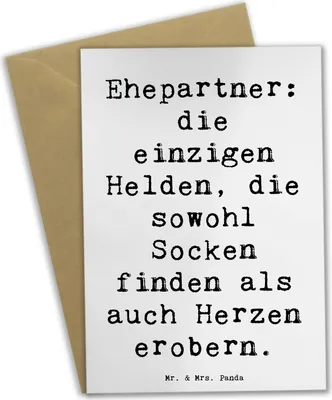 Produktbild von Mr. & Mrs. Panda Glückwunschkarte Spruch Ehepartner Helden - Weiß - Geschenk, Zusammenhalt, Grußkarten, Alltagshelden, Familienleben, einladungskarten, weihnachtskarten