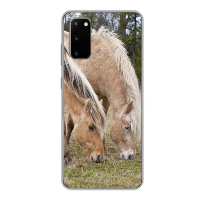 Produktbild von MuchoWow® Handyhülle Schutzhülle Hülle für Samsung Galaxy S20 Zwei grasende Fjordpferde auf einer Wiese Silikon Softcase Handy Hülle - Bild