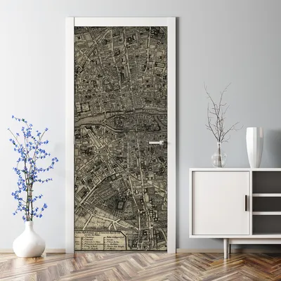 Produktbild von Dekorative Türposter selbstklebend Wandaufkleber Türaufkleber Paris Karte Gemälde 77 x 200 cm