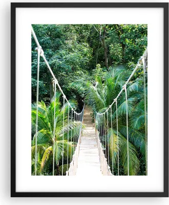 Produktbild von Gerahmtes Poster - Schwarzer Rahmen - Tropen Dschungel Brücke - 40x50 cm - Wand Bild - Wanddeko - Wandbilder - Kunstposter - Wandposter - Bilderrahmen - Bilder - Kunstdruck - P2BPA40x50-4963
