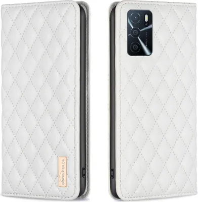 Produktbild von OPPO A16 Hülle, Elegant Bookstyle Flip Leder Kartenfächer Schutzhülle mit Ständer für OPPO A16 A16S A54S A55 5G A54 4G Weiß