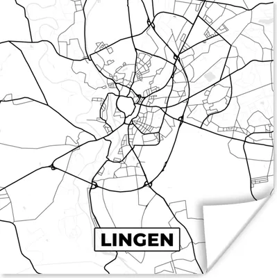 Produktbild von MuchoWow® Poster Lingen - Stadtplan - Karte 75x75 cm - Wand Dekoration