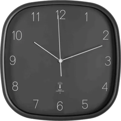Produktbild von B&S Funkwanduhr Analog Uhr eckig 29.5 x 29.5 cm grau Kunststoff