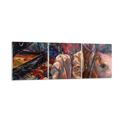 Produktbild von Bilder auf glas - Jazz Musik Band - 150x50cm - Glasbilder - Wandbilder - Kunstdruck - zum Aufhängen bereit - Wanddekoration aus Glas - Glas Bilder - Wandbild auf Glas - 3 Teile - GCA150x50-3481