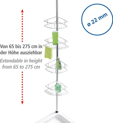 Produktbild von WENKO Teleskop Stange Duschecke DOLCEDO Ecke Regal Dusche 4 Ablagen Badewannen