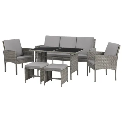 Produktbild von SVITA DENVER Polyrattan Gartenmöbel Set Essgruppe Lounge Esstisch Grau