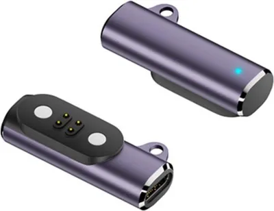 Produktbild von INF Magnetischer Ladeadapter 4PIN Aluminium Schnellladeadapter kompatibel mit MOJO2 Knochenhörern 2 Stück Violett