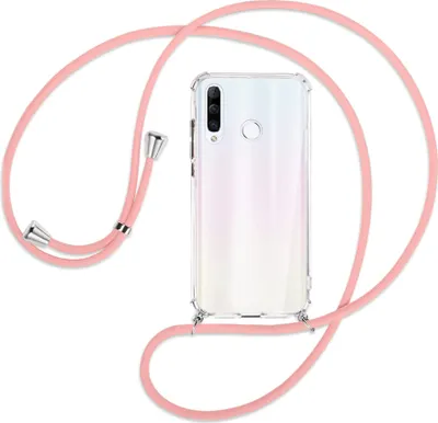 Produktbild von Handykette Backcover-Schutzhülle mit Band (Metall silberfarben) für Huawei P30 Lite - rosa