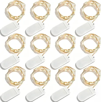 Produktbild von Lichterketten, 12 Stück, batteriebetrieben, 2,2 m, Kupferdraht, wasserdicht, warmweiß, für Haus/Festival, Dekoration (warmweiß)