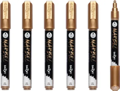 Produktbild von Darwi 6x Universalmarker Acrylfarbe, Rundspitze medium 4mm Gold DA0236004050C