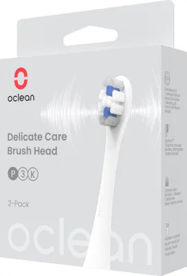 The image shows the retail packaging of Oclean Delicate Care Brush Heads.
