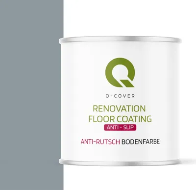 Produktbild von Q-COVER Anti-Rutsch Bodenfarbe 2,5 L Matt – Silbergrau RAL 7001 – Rutschfeste Garagen- & Kellerfarbe für Beton, abriebfest, wasserbasiert, für Innenbereiche