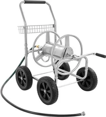 Produktbild von Gartenschlauchwagen – Mobiler Schlauchwagen für 90 Meter Schlauch – Stahl mit Pulverbeschichtung und Aufbewahrungsbehälter
