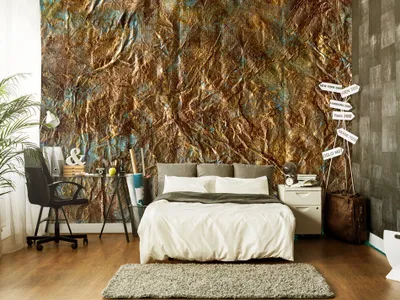 Produktbild von Vlies Fototapete 400x280 cm Tapeten Wandtapete XXL Abstrakt Gold - wie gemalt f-A-0429-a-b