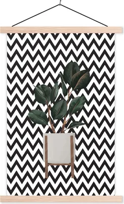 Produktbild von MuchoWow® Textilposter Zimmerpflanze - Blumentopf - Pflanzen 40x60 cm mit holzfarbenen Rahmen - Poster