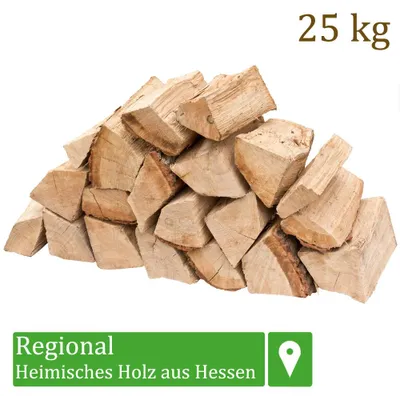 Produktbild von Brennholz Kaminholz Holz Eiche 5-500 kg Für Ofen und Kamin Kaminofen Feuerschale Grill Feuerholz Holzscheite Wood 25 cm kammergetrocknet flameup, Menge:25 kg (1.06€/kg)