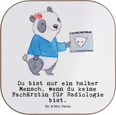 Produktbild von Mr. & Mrs. Panda Untersetzer für Gläser Fachärztin für Radiologie Herz - Weiß - Geschenk, Tischuntersetzer, Tischschoner, Coaster, gläseruntersetzer, Glas