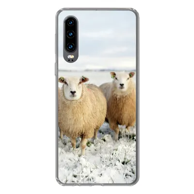 Produktbild von MuchoWow® Handyhülle Schutzhülle Hülle für Huawei P30 Gruppe von neugierigen Schafen Silikon Softcase Handy Hülle - Kartenbesitzer